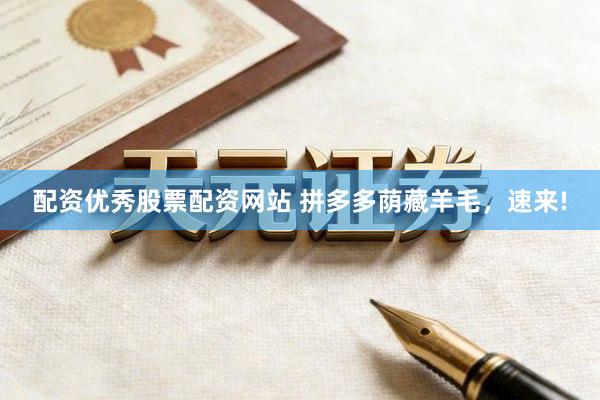 配资优秀股票配资网站 拼多多荫藏羊毛，速来!