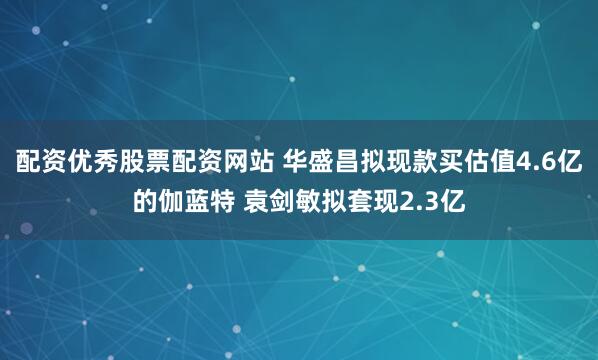 配资优秀股票配资网站 华盛昌拟现款买估值4.6亿的伽蓝特 袁剑敏拟套现2.3亿