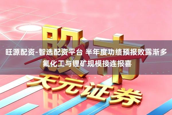 旺源配资-智选配资平台 半年度功绩预报败露渐多 氟化工与锂矿规模接连报喜